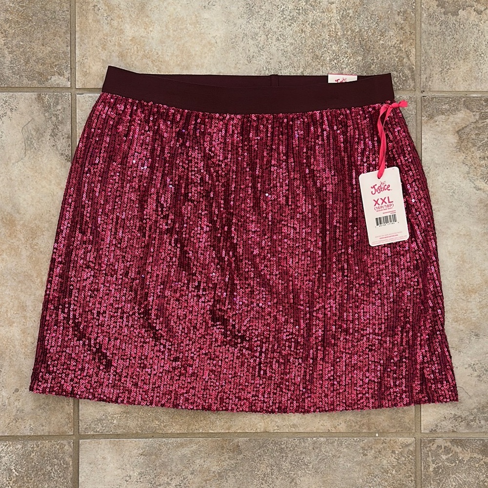 NEW Justice Pink Sequin Skort Size XL 16/18 Plus Girls